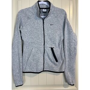 Nike Jacket Womens M Gray Full Zip Fleece lined Sweater jacket‎ zip pocket